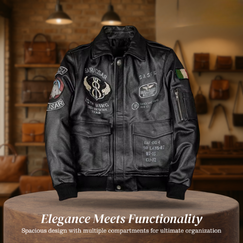 Greg | Men’s Patched Embroidered Leather Jacket