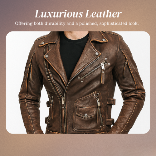 Leif | Retro Slim Fit Leather Motorcycle Jacket
