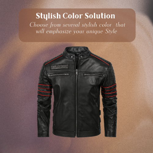 Darwin | Graphic Embroidered Leather Motorcycle Jacket