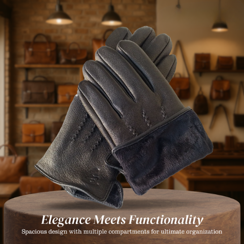 Henry | Deer Pattern Goatskin Winter Gloves for Men