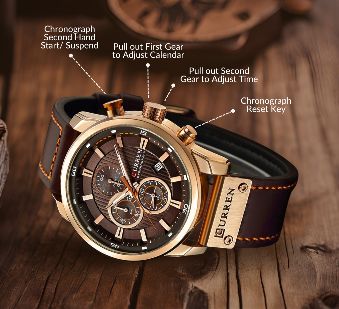 Elegant Leather-Band Quartz Watch