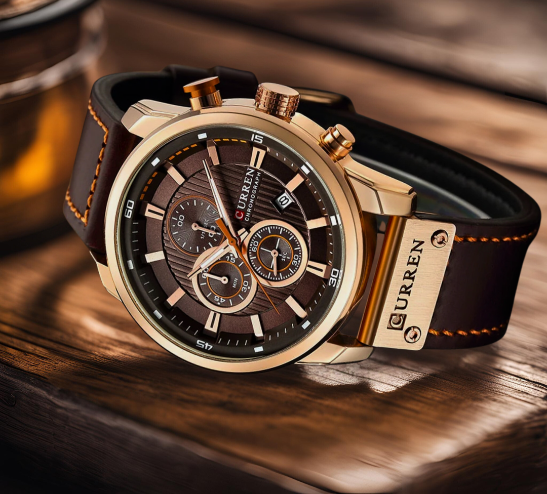 Elegant Leather-Band Quartz Watch