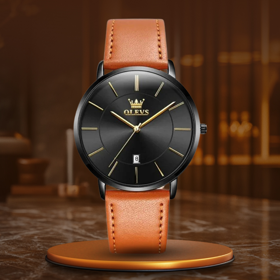 Vintage Car-Inspired Leather Watch