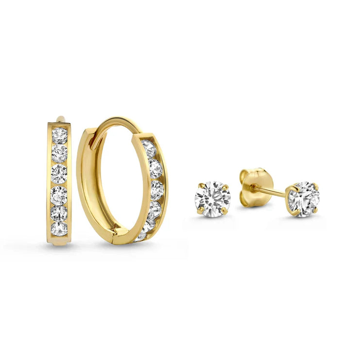 Dara Brillane Stone Earrings Set | Gold 14k