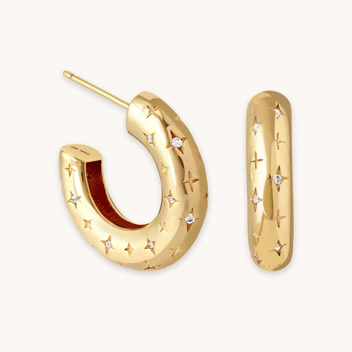 Cosmic Hoop Earrings | Gold 16k