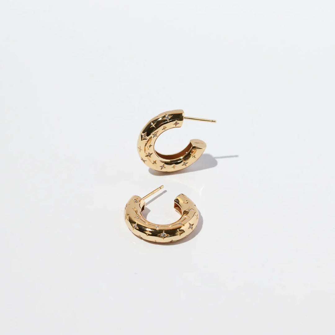 Cosmic Hoop Earrings | Gold 16k