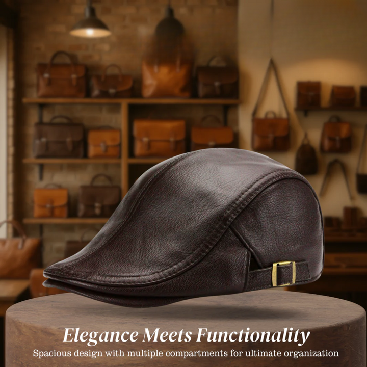 Hanz | Genuine Leather Adjustable Fit Newsboy Cap