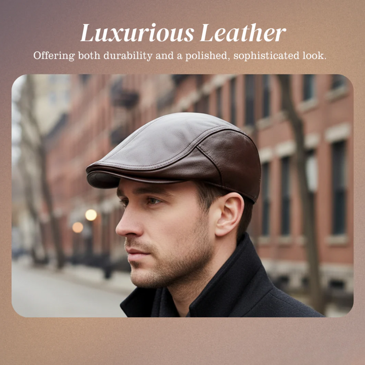 Hanz | Genuine Leather Adjustable Fit Newsboy Cap