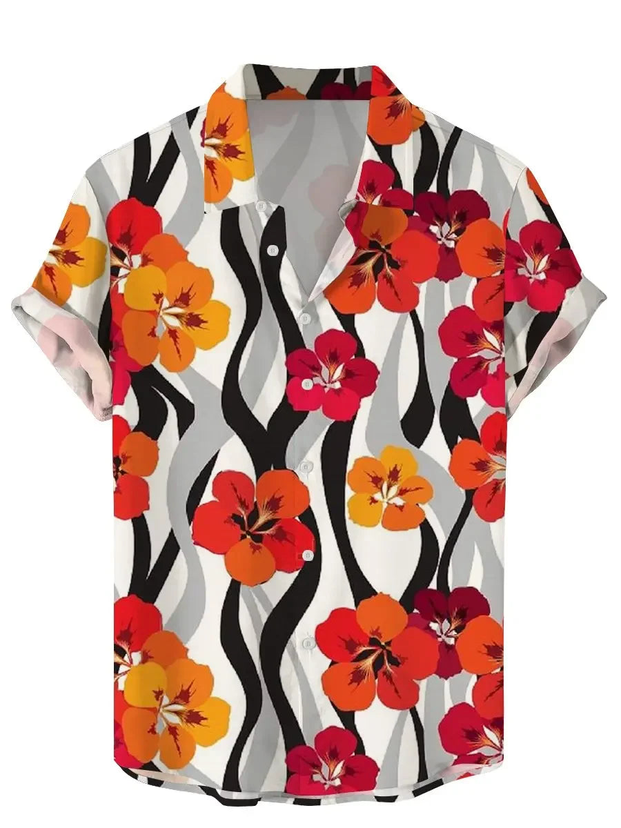 Men's Shirt Tropical Plants Pattern 3D Print Tops Summer Casual Holiday Shirt New Button Lapel Short Sleeves Unisex Clothing