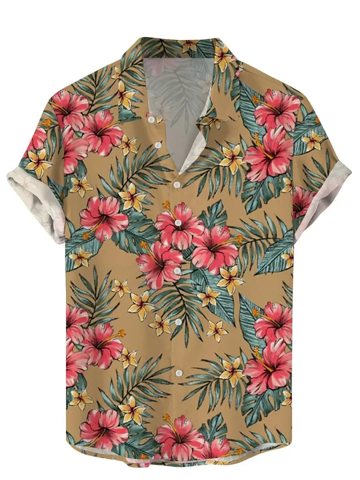 Men's Shirt Tropical Plants Pattern 3D Print Tops Summer Casual Holiday Shirt New Button Lapel Short Sleeves Unisex Clothing