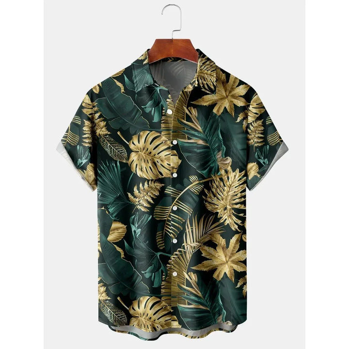 Men's Shirt Tropical Plants Pattern 3D Print Tops Summer Casual Holiday Shirt New Button Lapel Short Sleeves Unisex Clothing