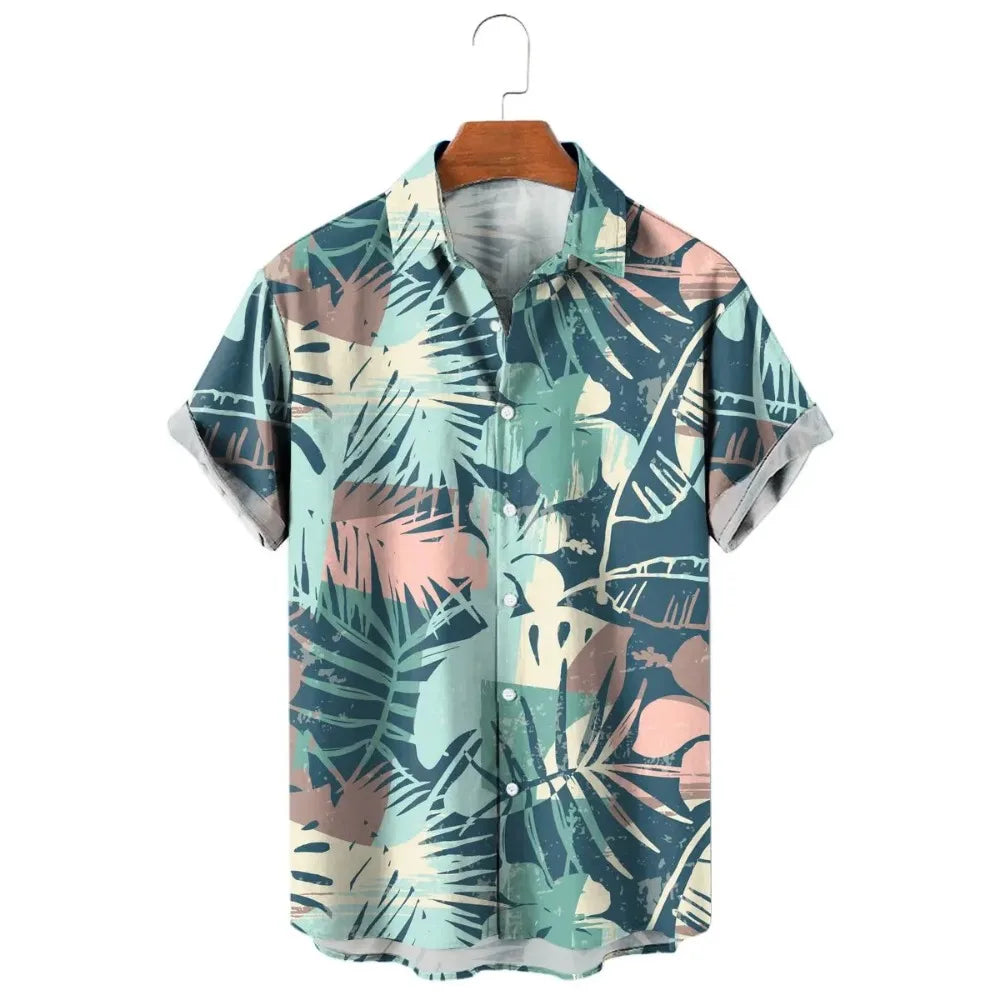 Men's Shirt Tropical Plants Pattern 3D Print Tops Summer Casual Holiday Shirt New Button Lapel Short Sleeves Unisex Clothing