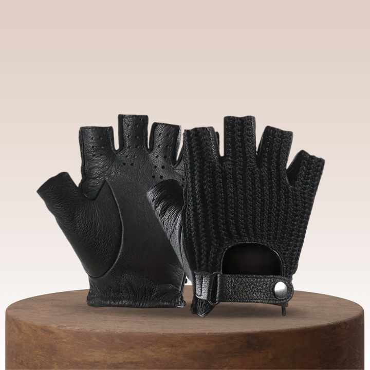 Cillian | Leather Knit Fingerless Driving Gloves