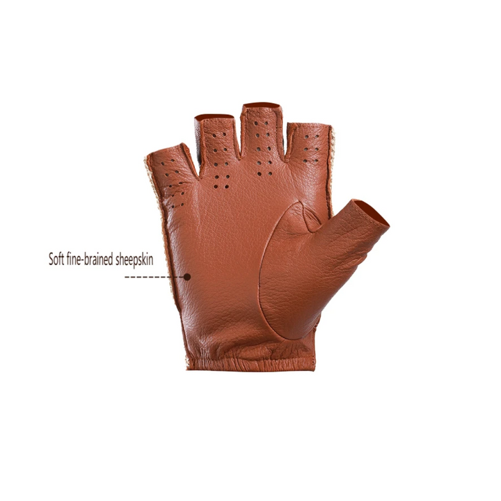 Cillian | Leather Knit Fingerless Driving Gloves