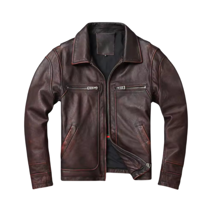 Thomas | Rugged Trucker Style Leather Jacket