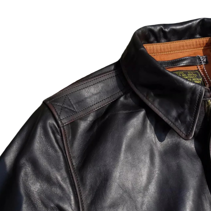 Samuel | Military Style A-2 Flight Leather Jacket