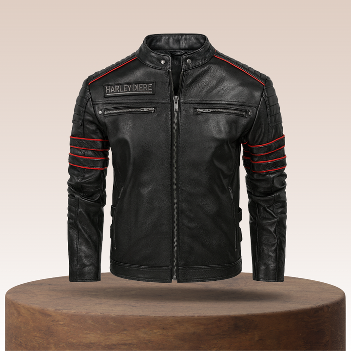 Darwin | Graphic Embroidered Leather Motorcycle Jacket