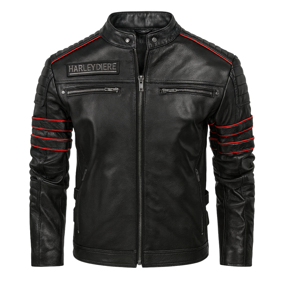 Darwin | Graphic Embroidered Leather Motorcycle Jacket