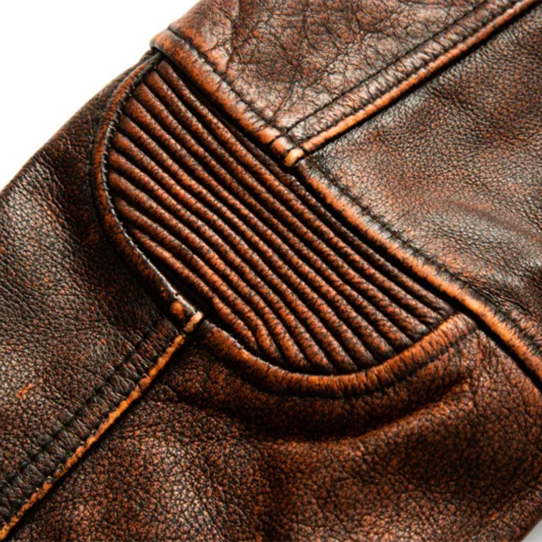 Leif | Retro Slim Fit Leather Motorcycle Jacket