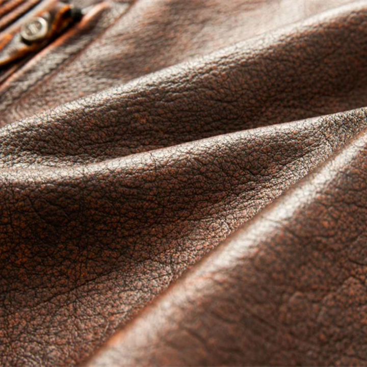 Leif | Retro Slim Fit Leather Motorcycle Jacket