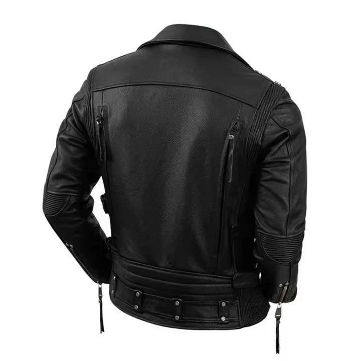 Leif | Retro Slim Fit Leather Motorcycle Jacket