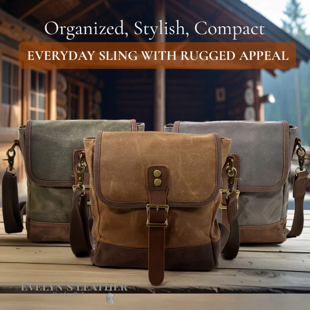 William - Small Canvas Leather Sling Bag