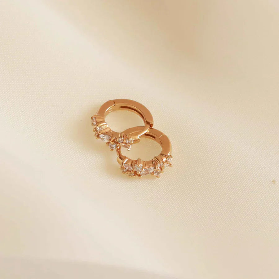 Crystal Cluster Huggies | Gold 18k