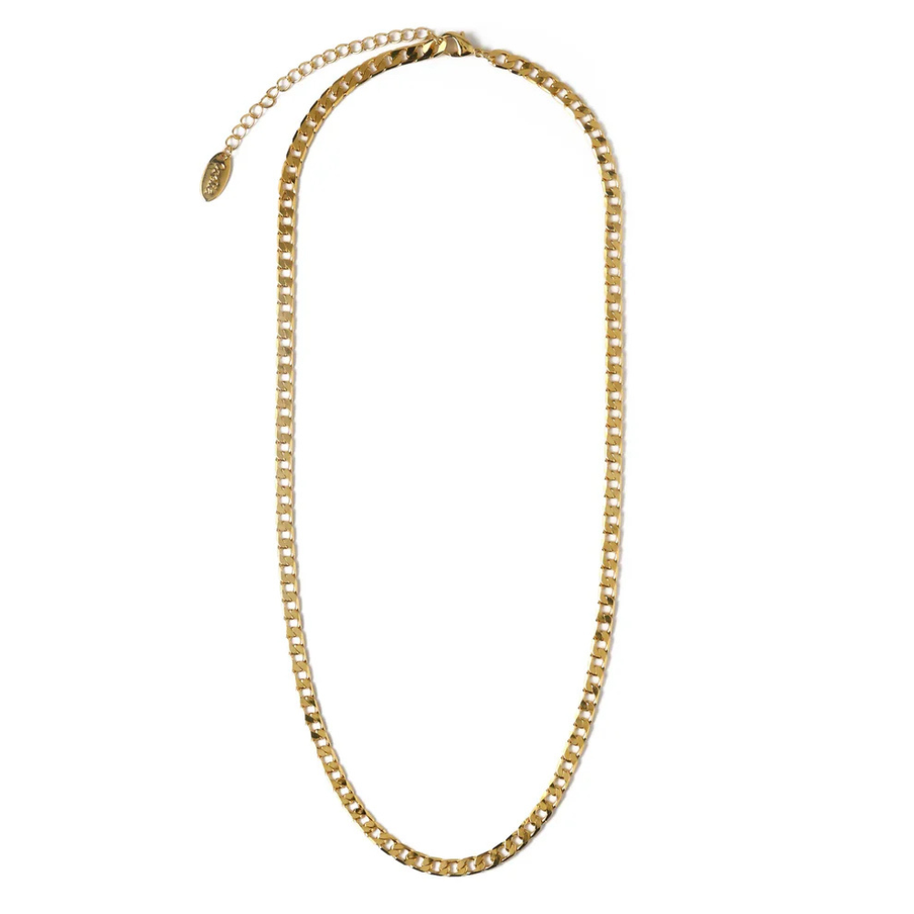 Flat Link Curb Chain Necklace | 16K Gold