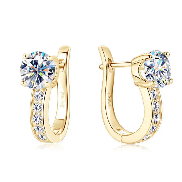 Channel Moissanite Huggie Earrings | Gold 18k