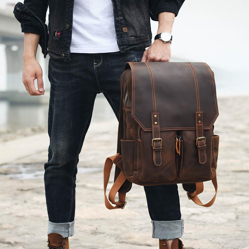Robert - Retro Leather Travel Backpack