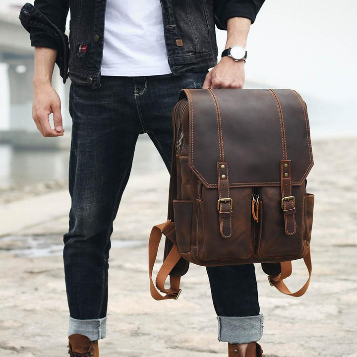 Robert - Retro Leather Travel Backpack
